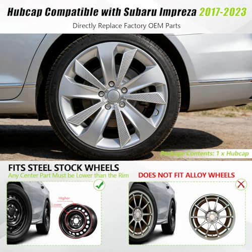 Hub Cap Wheel Cover Compatible with 2017-2023 Subaru Impreza, Chrome Plated Silvery OEM Style Tire Hub Hubcap Wheel Cover 1pc Fit for 2017-2023 Subaru Impreza 28811FL010 28811FL02A Hubcap by JARSPAXL - Used condition - Image 2