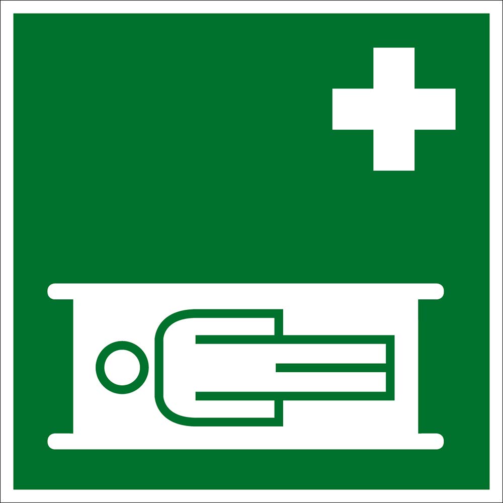 Rettungszeichen - Krankentrage - Aluminium Selbstklebend - Langnachleuchtend - 30 x 30 cm