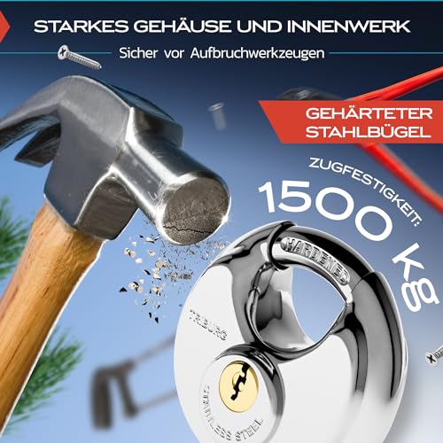 TRIBURG Anhängerschloss inkl. Rundschloss | Achtung: für Kupplungen bis max. 7cm Höhe x 9cm Breite | Sicherung für an/abgekuppelte Anhänger - Deichselschloss Rostfrei [Versicherungskonform]