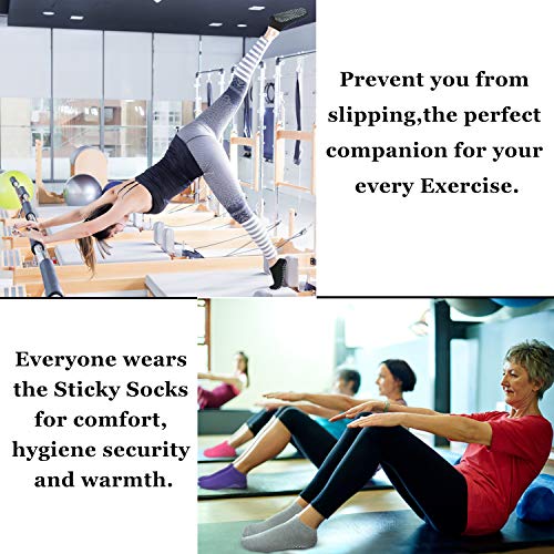 Tphon Non Slip Socks For Yoga Pilates Barre, Grippers Sticky Anti Skid Socks For Women, 4 Pack #TOP6