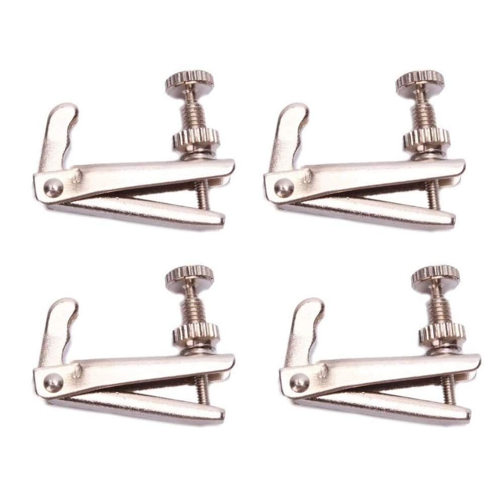 RuiJOTWAT 1 Set 4 Full-size 3/4-4/4 Violin String Adjuster Fine Tuners Silver