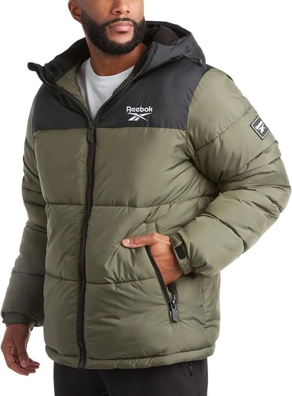 Reebok Mens Winter Jacket – Warm Heavyweight Mens Winter Coat – Wind Water Resistant Insulated Quilted Puffer Jackets for Men