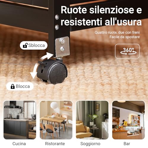 Sobuy Carrello Da Cucina FKW79 Con 2 Raggi Rimovibili E 1 Vassoio Carrelli A Rotelle Per Cucina, Soggiorno, Sala Da Pranzo - 5