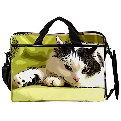 Funda de Gato Blanco Adorable para Laptop de 14 Pulgadas y 15.4 con Cremallera