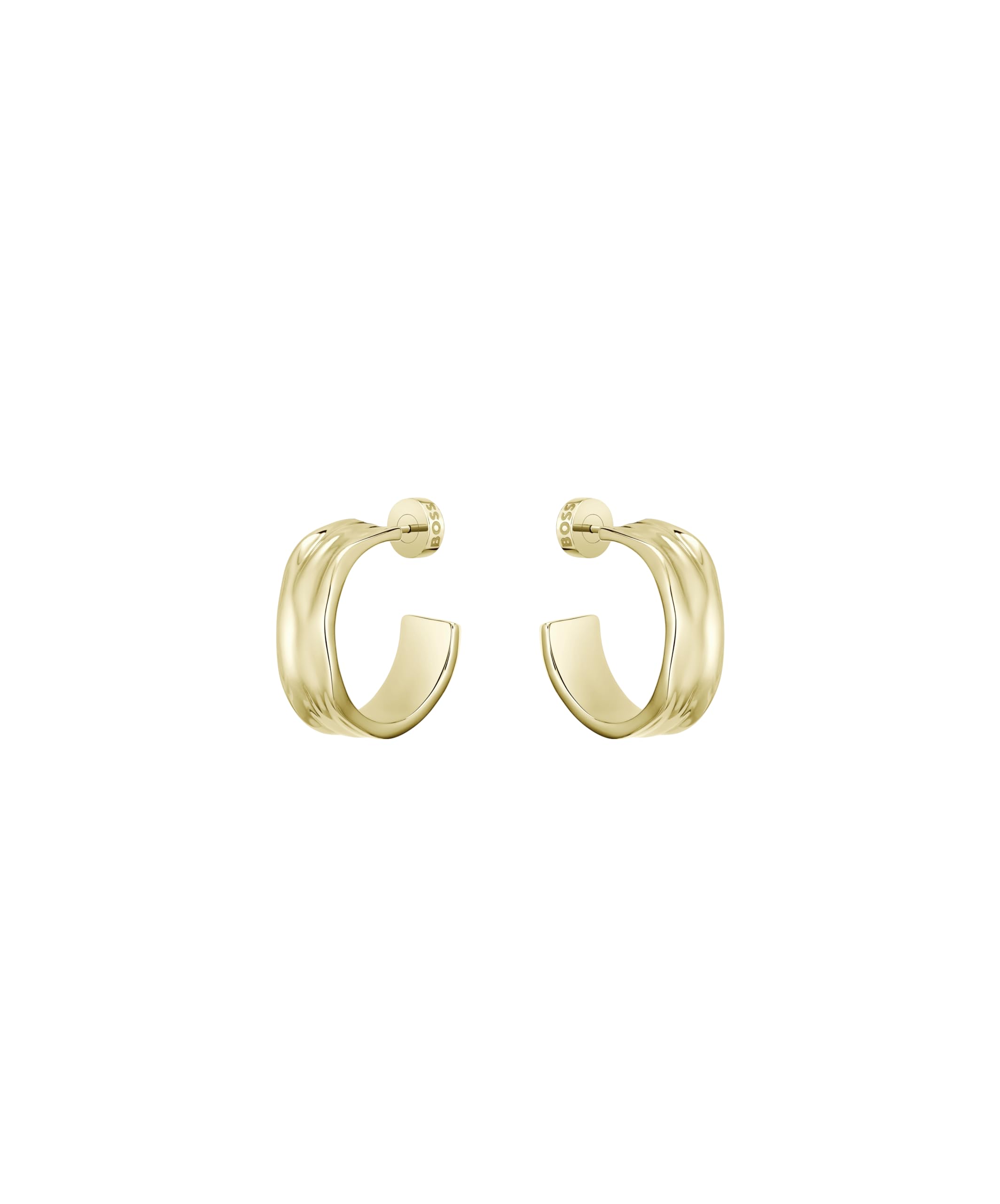 BOSS Jewelry Brazalete Rígido o Pendientes de Aro para Mujer Colección RIPPLE en Oro Amarillo con Líneas Onduladas
