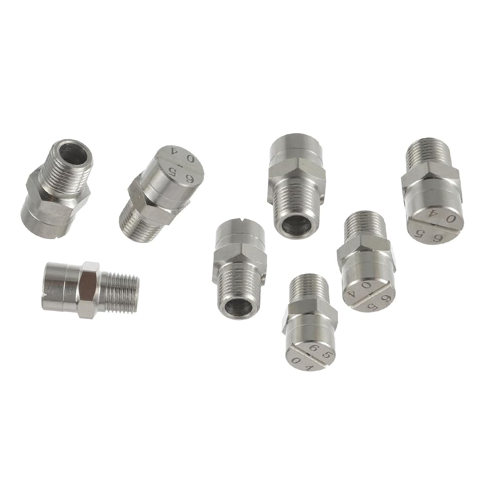 Boquilla de Abanico de Alta presión, Boquilla de pulverización de Alta presión de Acero Inoxidable 304 de 65 Grados, múltiples especificaciones, Paquete de 5/10,5 Piezas(No.15: 1/2,10pcs)