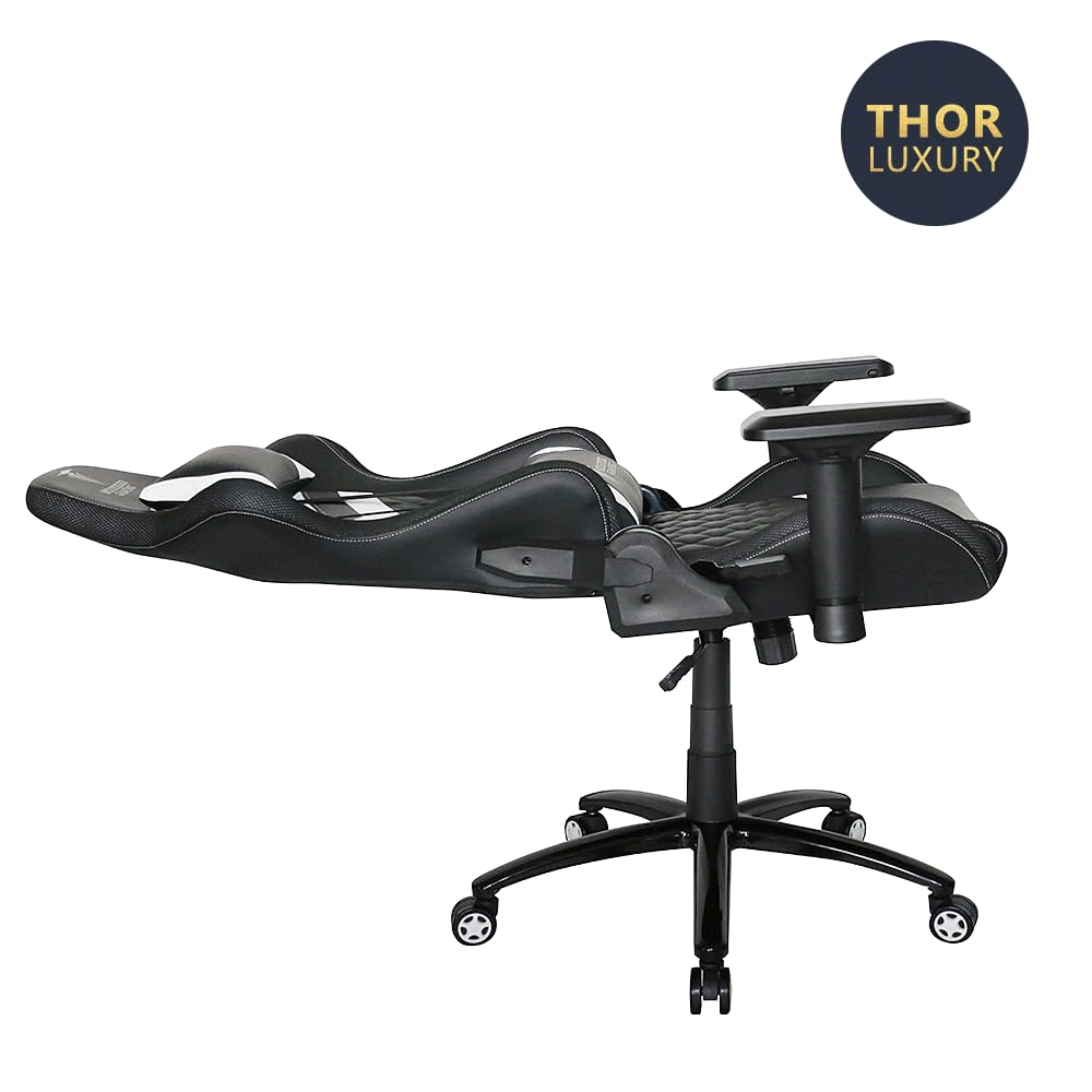 BERSERKER Silla Gaming Ergonómica, Giratoria 360°, Inclinación 90-180°, Base Metálica 70 cm, Capacidad 160 kg, Negro