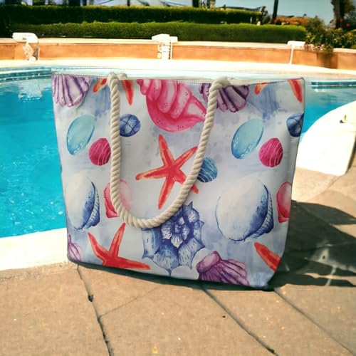 Bolsa de Praia Grande Piscina Verão Viagem Sacola Blogueira Moda Praia Feminina Alça Ombro Dobrável