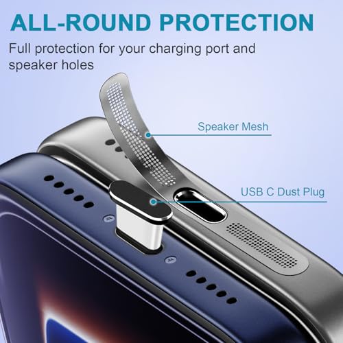 Image of USB C Dust Plug,USB C Port Cover Type C Charging Port Plug Cover Speaker Dust Cover, Accessories for iPhone 17 Pro Max (Silver, for iPhone 17 Pro Max)