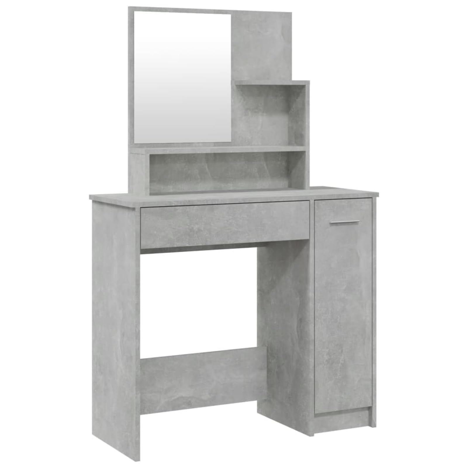Homgoday Schminktisch mit Spiegel Betongrau 86,5x35x136 cm Holzwerkstoff Make-up Tisch mit Schublade und Ablage für Schlafzimmer 802961