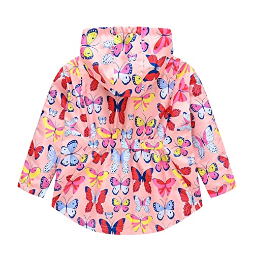 Toddler Boys Windbreaker Long Sleeve Windproof Outwear Cartoon Print Hooded Jacket (Pink, 4-5 Years)2