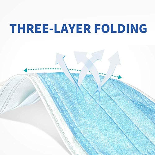 Image of Non-Woven Fabric Disposable 3ply Mask With Metal Nosepin (Blue, Without Valve, Pack of 50) for Unisex