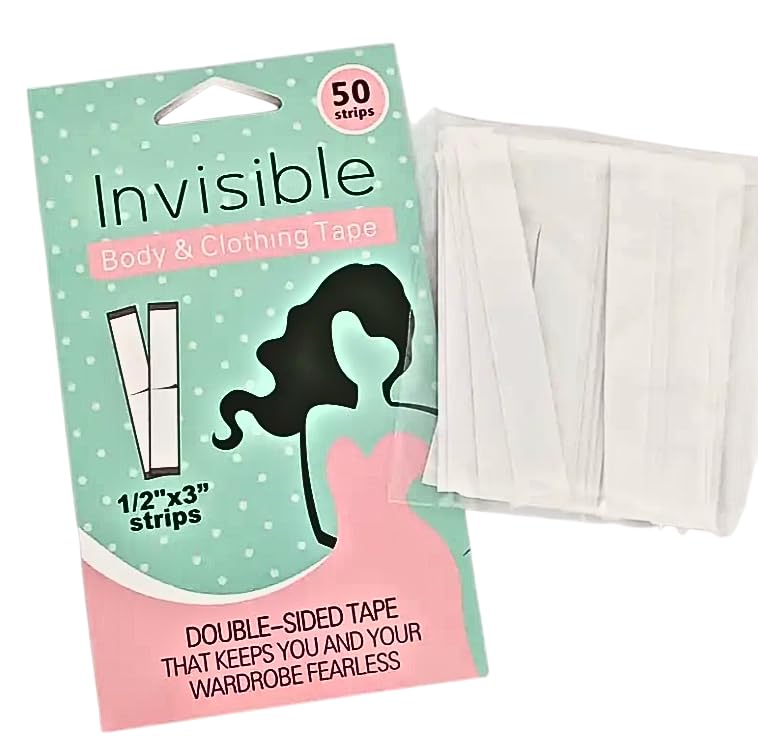 Invisible Secret Fashion Clothing & Body Clear Tape Double Sided - for All Skin Shades (Pack of 50)