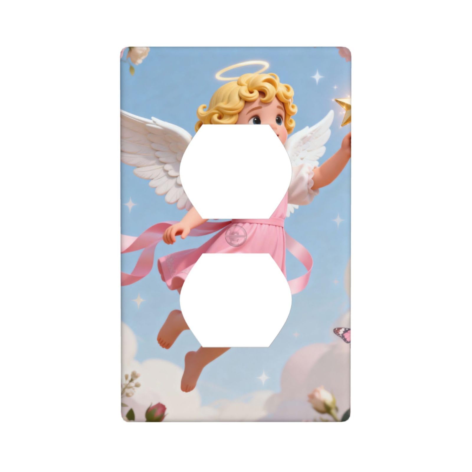 Clever Angel Decorative Switch Plate Cover-Unbreakable Polycarbonate Wall Plate for Home Office, 1 Gang with Screws