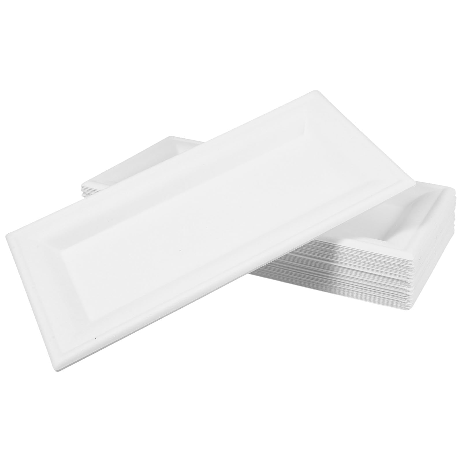 BETOOKY Lot de 50 Assiettes Jetables en Papier Blanc 13x25 Cm, Résistantes Micro-ondes, pour Fêtes D'anniversaire et Occasions Spéciales