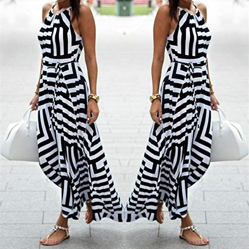 COTECRAM Sundresses for Women 2023 Trendy Maxi Dress Sexy Casual Beach Sleeveless Sun Dress Boho Stripe Plus Size Flowy Party Dress Elegant Vacation Long Dress Cocktail(B Black,Large) - Image 2