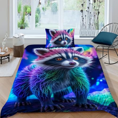 Idée cadeau housse de couette raton laveur imprimé 3D pour lit garçon