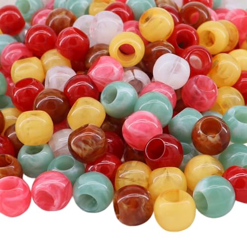100pcs 14mm Acrylic Mix Color Pop Spring Beads Large Holle for Craft DIY Project Hair Beads(Hole:6.5mm)