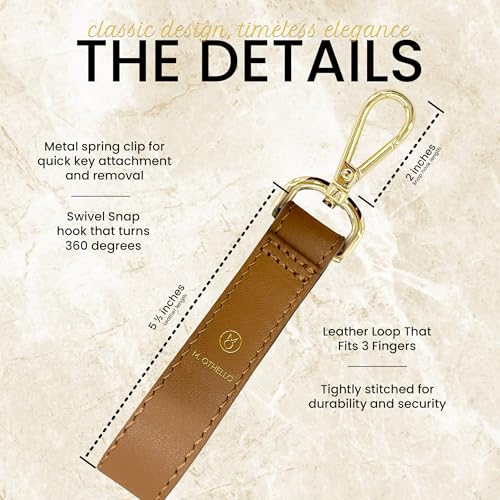 Image of M.Othello Handmade Italian Leather Keychain - 100% Authentic Calf Skin, Gold Hardware, Unisex, Elegant & Timeless Design for Effortless Style in Brown