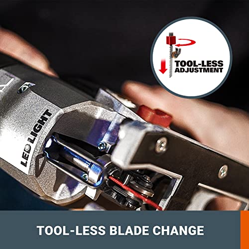 WORX WX479 750W Jigsaw,3 in one, Tool-Less Blade Change,4 Position Pendulum,Straight&Bevel&curvilinear Cutting, LED Light, Compact, Blade&Spanner&dust Tube&Foot Plate Protection Included 5 WORX WX479 750W Jigsaw,3 in one, Tool-Less Blade Change,4 Position Pendulum,Straight&Bevel&curvilinear Cutting, LED Light, Compact, Blade&Spanner&dust Tube&Foot Plate Protection Included - Image 5