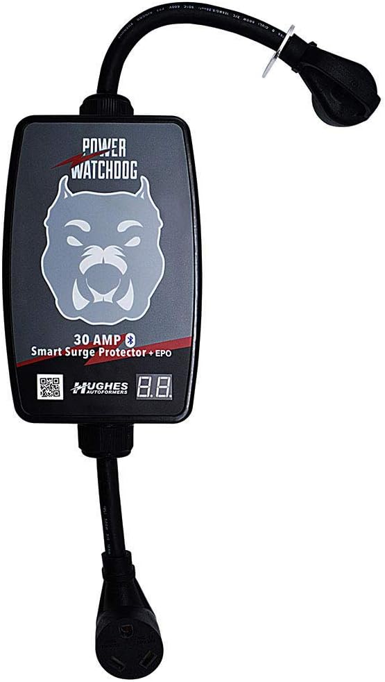 Power Watchdog Hughes Autoformers PWD30-EPO Smart Bluetooth Surge Protector Plus EPO with Auto Shutoff - 30 Amp Portable Version