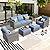 ovios Patio Furniture Set, 5 Pieces Outdoor Wicker Rattan Sofa Couch with Chairs, Ottomans and Comfy Cushions, All Weather High Back Conversation Set Garden Backyard, Denim Blue
