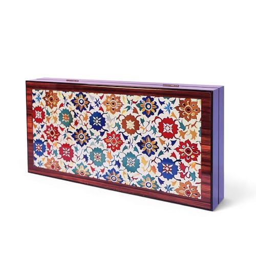 Jeu de backgammon décoratif Biggdesign Bloom idée cadeau originale boîtier mdf aimanté