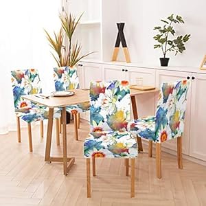Wildflower Chair Cover Watercolor White Lotus Flower Floral Botanical Flower Set of 4 Stretch Removable Washable Slipcovers for Dining Room Hotel Kitchen Wildflower Chair Cover Watercolor White Lotus Flower Floral Botanical Flower Set of 4 Stretch Removable Washable Slipcovers for Dining Room Hotel Kitchen