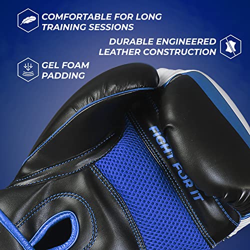 Sanabul Essential Gel Boxing Kickboxing Training Gloves (Black/Metallic Blue, 8 Oz) #TOP1