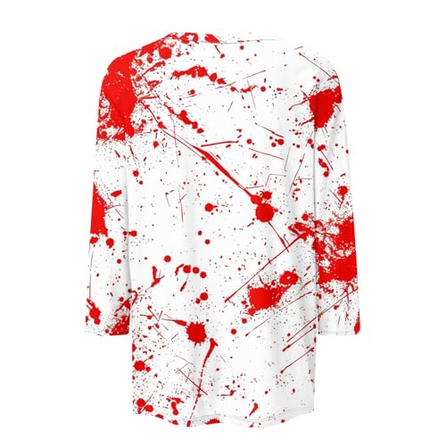 Cute Funny Halloween Shirts for Women Plus Size 3/4 Length Long Sleeve Womens Tops Witch Gothic Renaissance Shirt