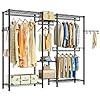 T09mheavydutyclosetgarmentrack7tiersadjustablemetalfreestandingclothingstorageclosetwith4hangerrodsand2sidehookseasytoassemblewardrobe724lx157wx768hblack  Urban Country Home Decor T09 m heavy duty closet garment rack 7 tiers adjustable metal freestanding clothing storage closet with 4 hanger rods and 2 side hooks easy to assemble wardrobe 724 l x 157 w x 768 h black  urban country home decor