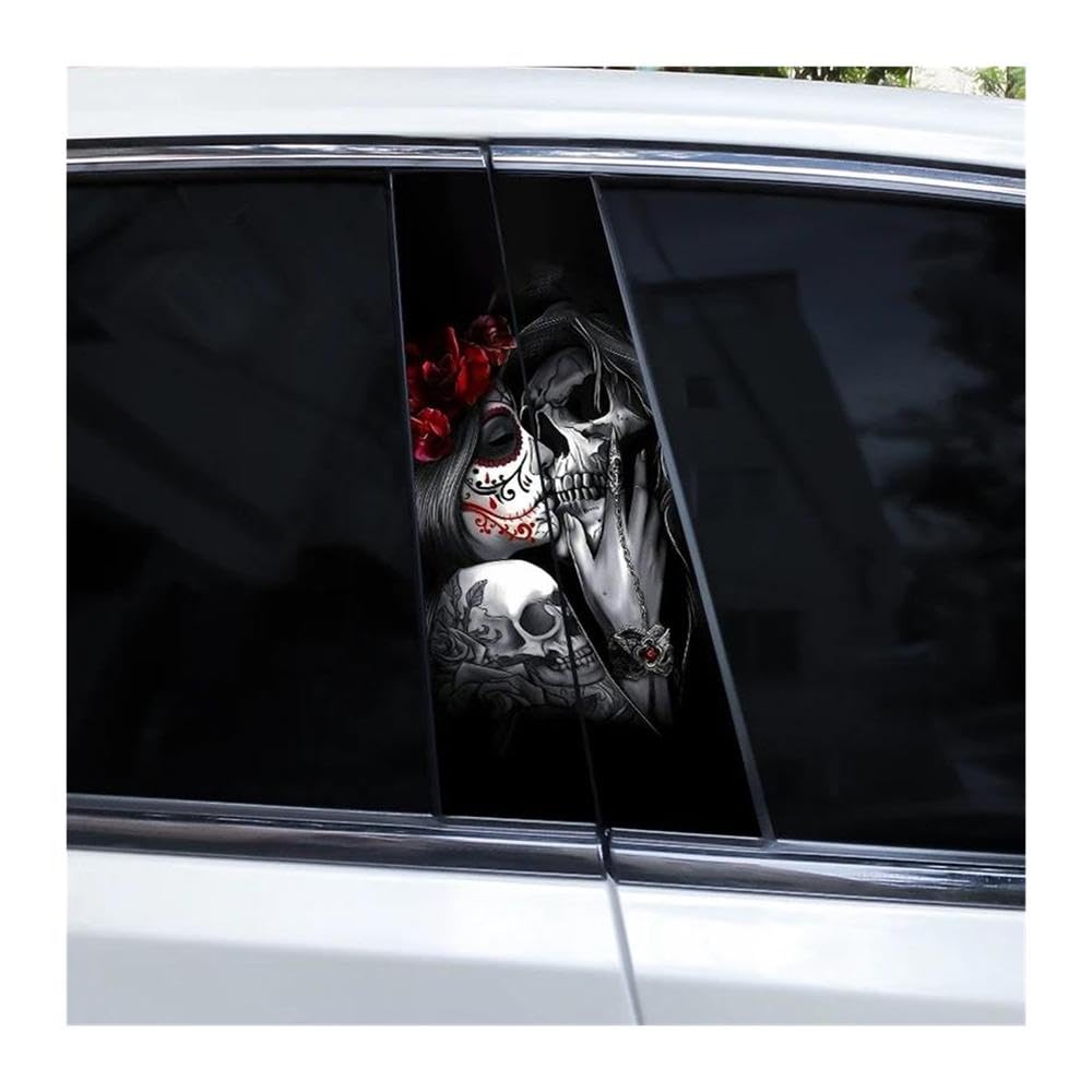 Body Parts 2pcs Horror Skull Car B-Pillar Decals(E)