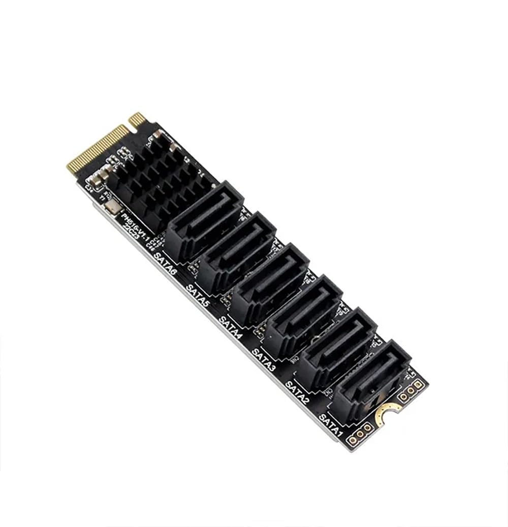 Tobo M.2 MKEY PCI-E Riser Card M.2 NVME to SATA3.0 PCIE to SATA 6Gpbsx6-Port Expansion Card M.2 Key M 6Gbps SSD to SATA3.0 Converter Card for Desktop TD-100PC-image-44