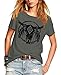 Romastory Womens Street Pattern T-shirt Short Sleeve Loose Summer Top Tee (XL, Gray)