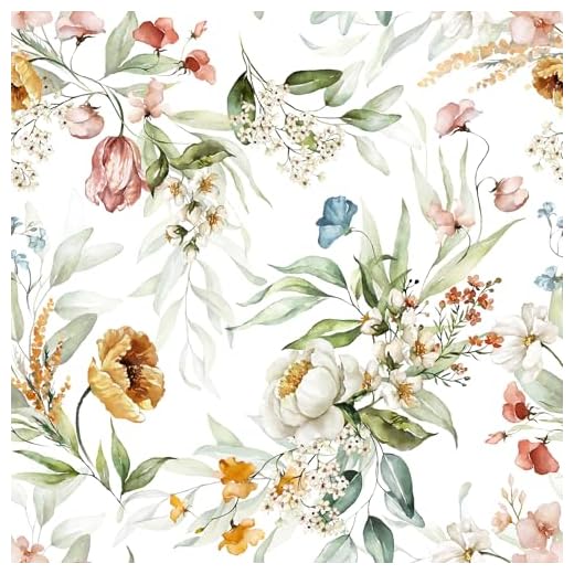 VEELIKE Watercolor Floral Wallpaper Vintage Floral Peel and Stick Wallpaper for Nursery Bedroom Bathroom 17.7''x118'' Removable Botanical Wall Paper Flower Contact Paper for Cabinets Drawers Shelves