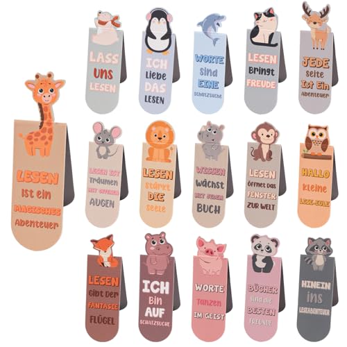 16 Stück Magnetische Lesezeichen Tiere Magnet Lesezeichen Bookmark Geburtstag Mitgebsel für Schüler