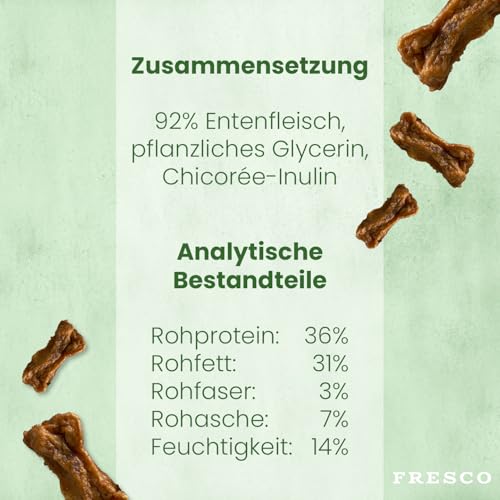 FRESCO Dog Martin Rütter Trainingsknöchelchen Ente 150g | proteinreiche Hundeleckerlis aus frischem Fleisch | 100% natürliche Zutaten | für Belohnung, Training und als Snack