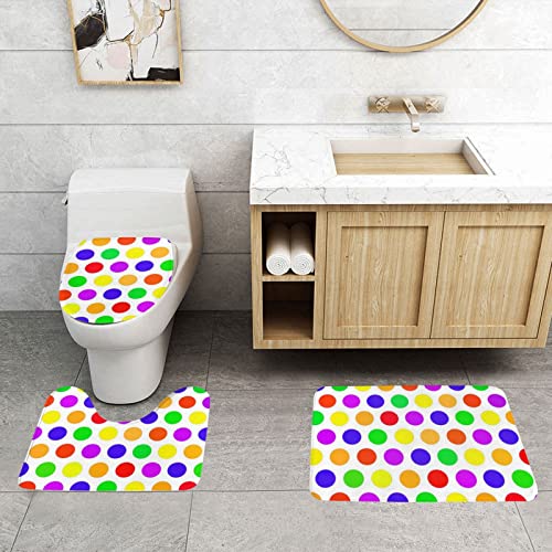 3 Piezas Juego De Alfombra De Baño Estampado De Lunares De Colores. Juego De Alfombrillas De Baño Alfombras De Cama, para Baño, Cocina