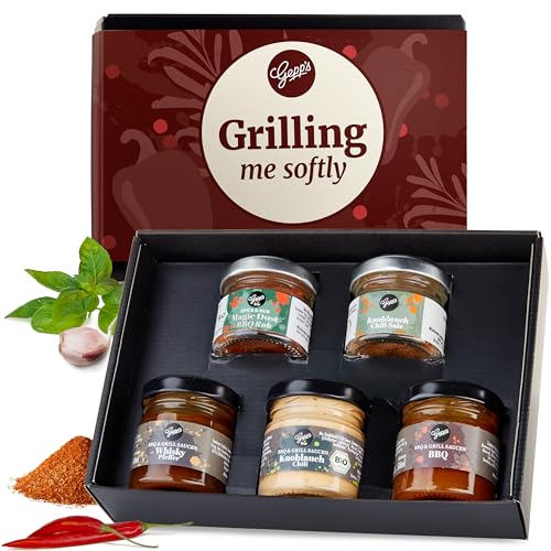 Gepp's Feinkost Grilling me softly I Männergeschenk mit Gewürzen & BBQ Saucen I Grillgeschenk für Männer I Geschenk mit Spezialitäten wie Magic Spice Gewürz &...