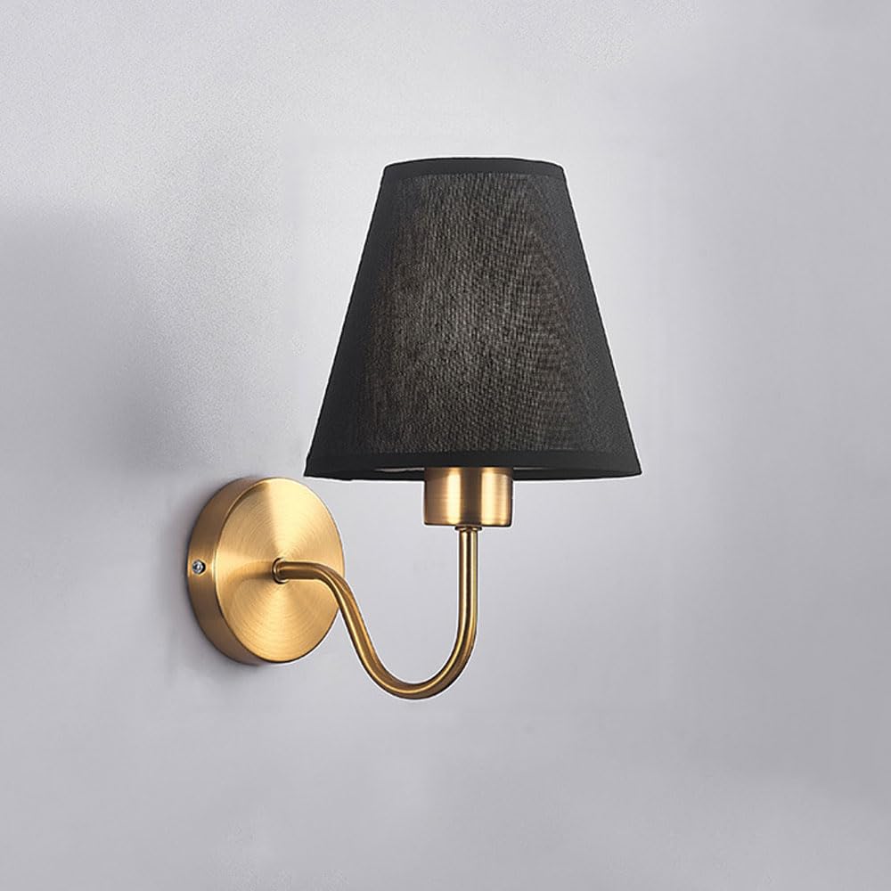 CONERY Rustproof Iron Wall Sconce Soft Light Wall Light Single-head Eye-care Wall Lamp Vintage Industrial Wall Mounted Lights With Flared Fabric Shade For Dining Room Bedrooms Wall Mount Reading Light