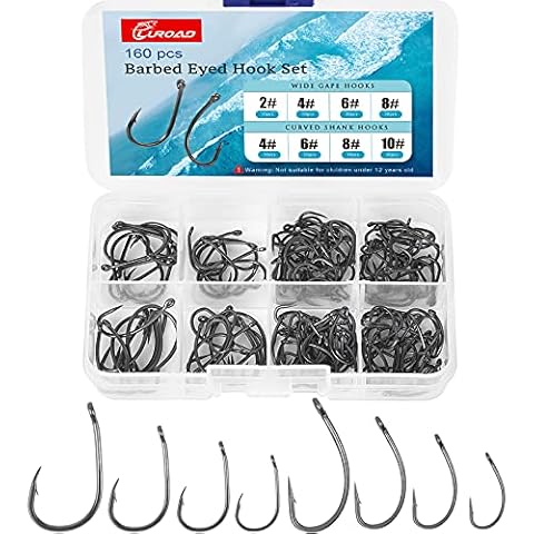 Anzuelos de pesca Luroad 160 de carpa con púas y caja de almacenamiento Cover