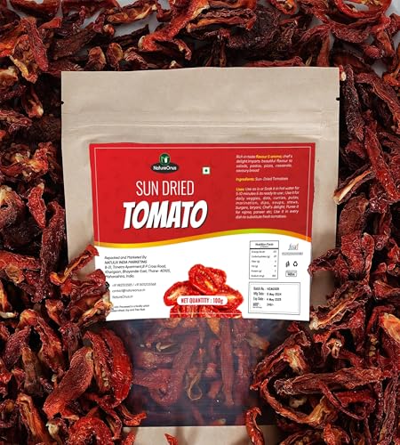 Image of NatureOnus Sun Dried Tomato, 100g | Tomatoes | Hygienically Solar Dried | Anti-oxidant Rich | Use in Dips, Marinades, Salads, Pasta, Veggies, Dals, Curries, Pulav, Soups, Stews, Burgers