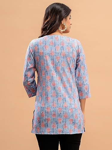 Image of feranoid Women Cotton Printed Straight Short Kurti