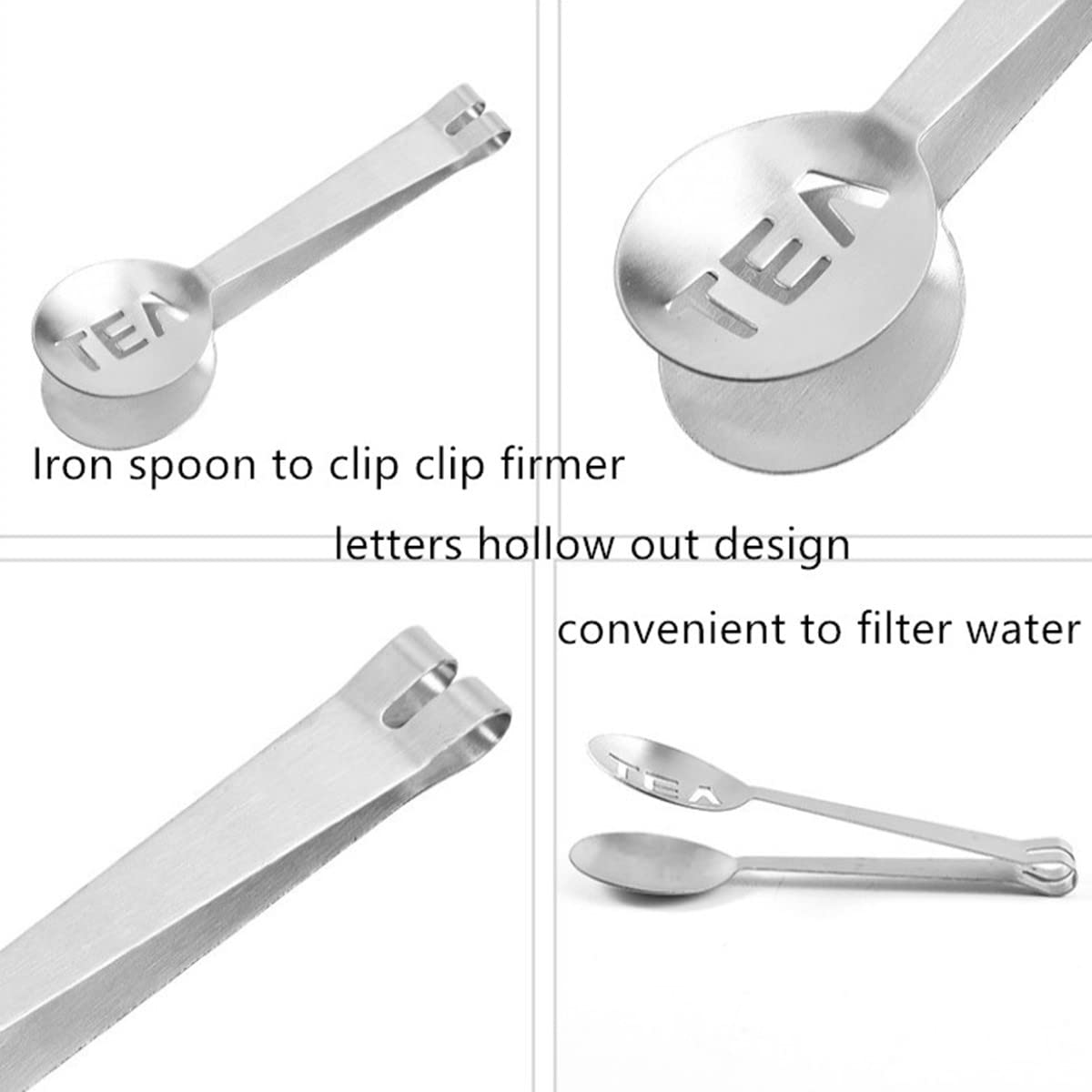 Pince à Sachet De Thé En Inox - Lot De 2 - Poignée Ergonomique - Lavable Lave-Vaisselle - Argent