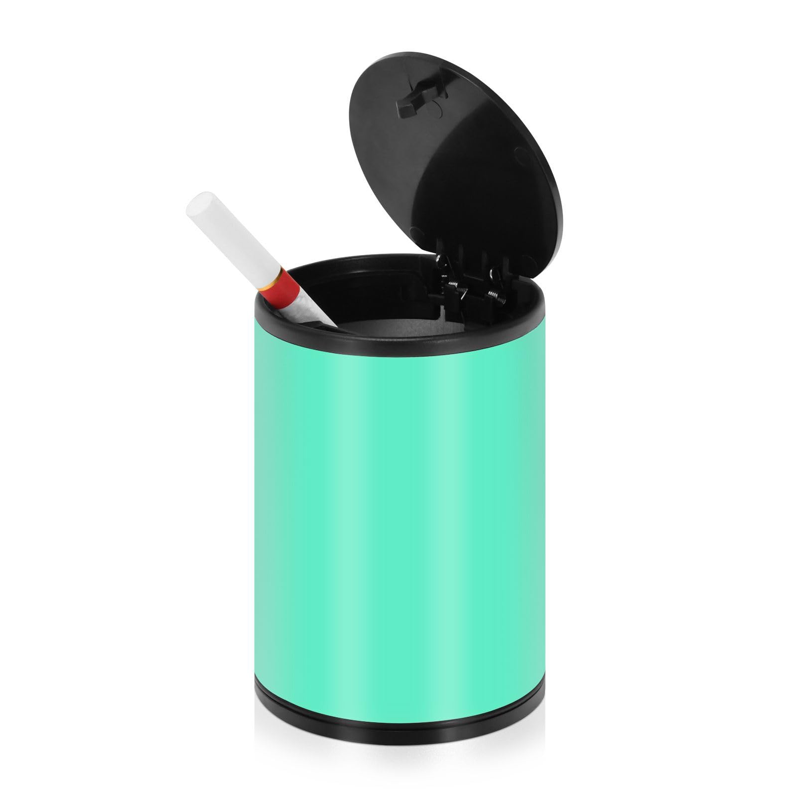 Mint Green Plain Ashtrays for Cigarettes for Car with Lid Smell Proof Stainless Steel Portable Smokeless Mini Trash Can Ash Trays with