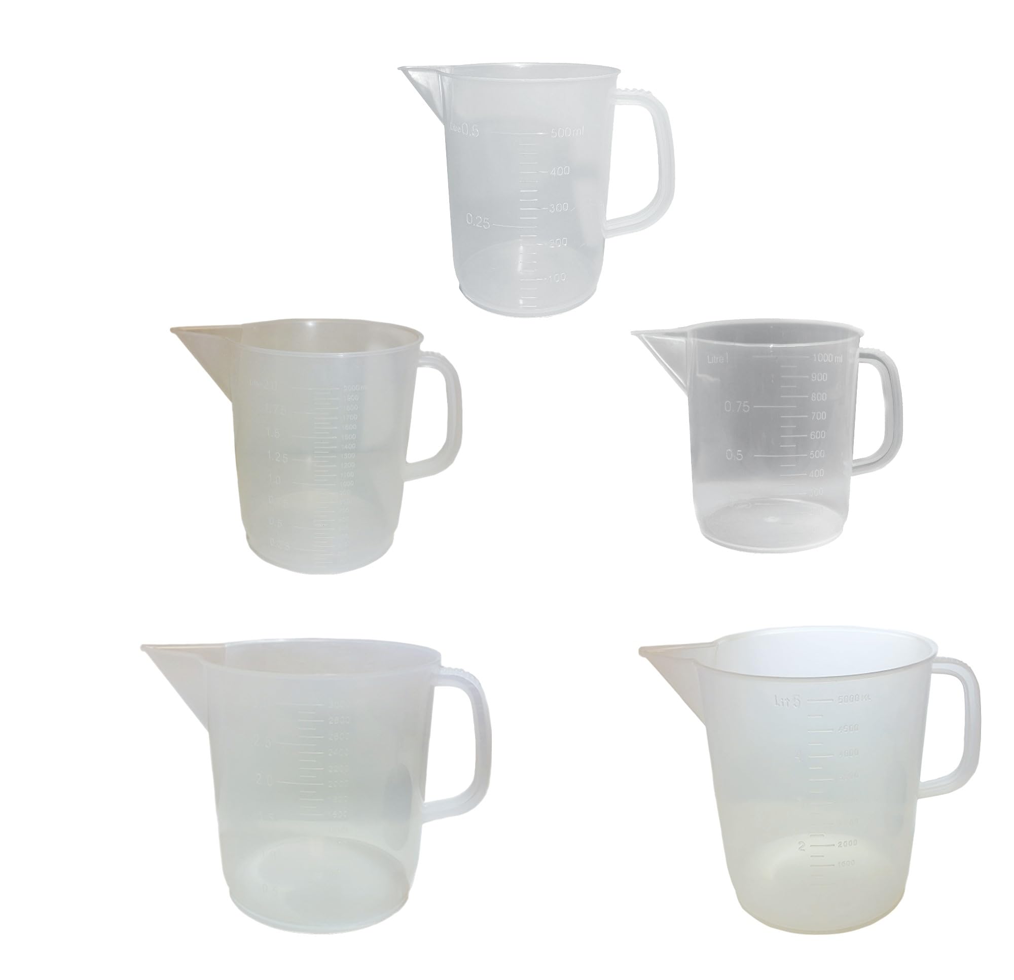 GSC International BJPP-Set Beaker Jug Set, Contains 5 Pieces 500-5000. Polypropylene. Polypropylene Beaker Jug Set