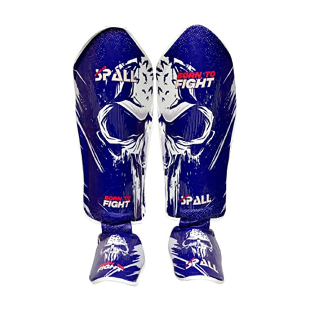 Muay Thai Shin Guards for Kickboxing Martial Arts BJJ Boxing Equipment MMA Training and Sparring Leg Guard with Instep Protection Pads (BTF-Blue, Large/XLarge)