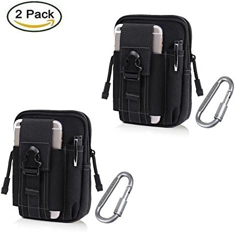 ZJtech Tactical Molle Pouch Compact EDC Utility Gadget Waist Bag Pack with Cell Phone Holster for iPhone 6 Plus (2 Pack - Black)