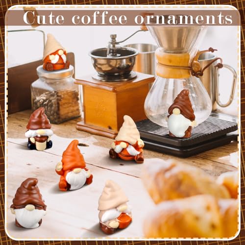 Estatuas mini gnomos cafés 60 pcs resina otoño miniatura 3