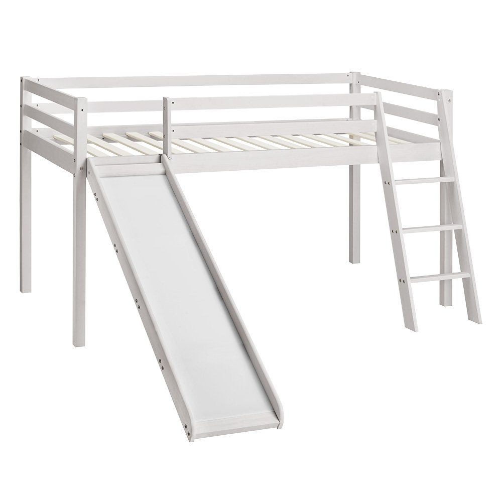 Buy Children's Cabin Bed Frame with Slide & Ladder White Natural